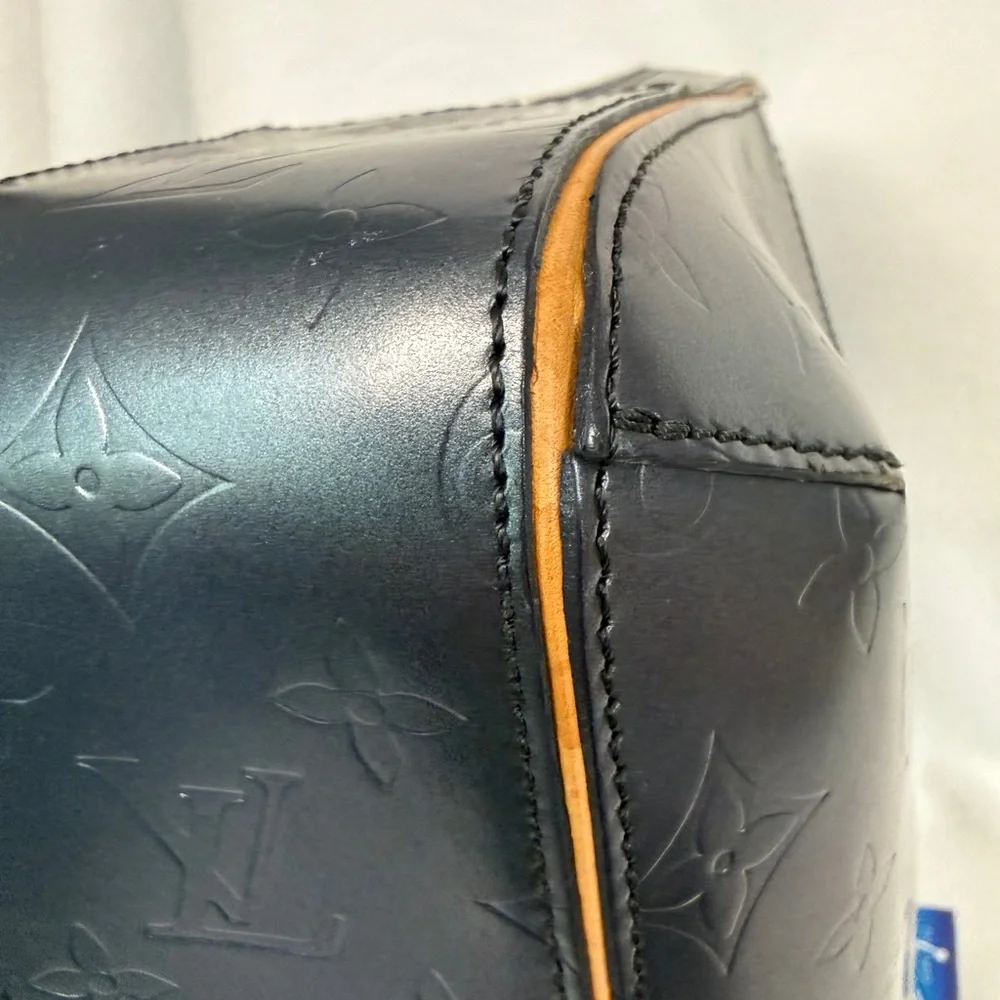 Louis Vuitton Navy Embossed Monogram Leather Briefcase